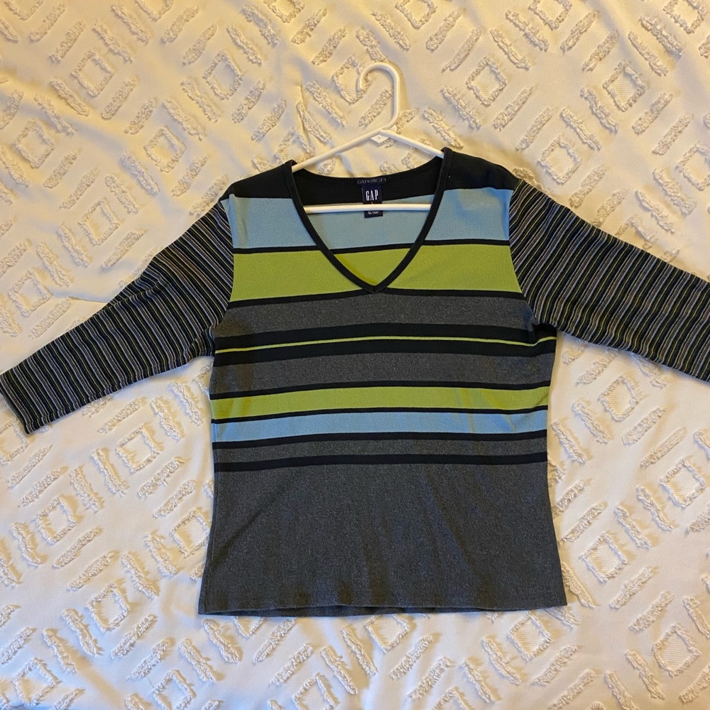 Gap Stretch Striped Three Quarter Sleeve Shirt 💚
